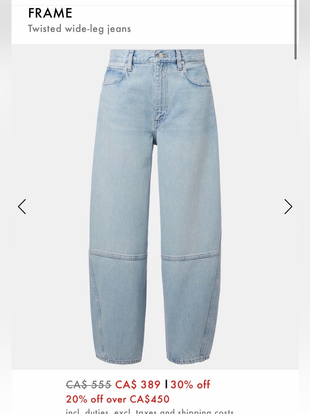 FRAME twisted wide leg jeans